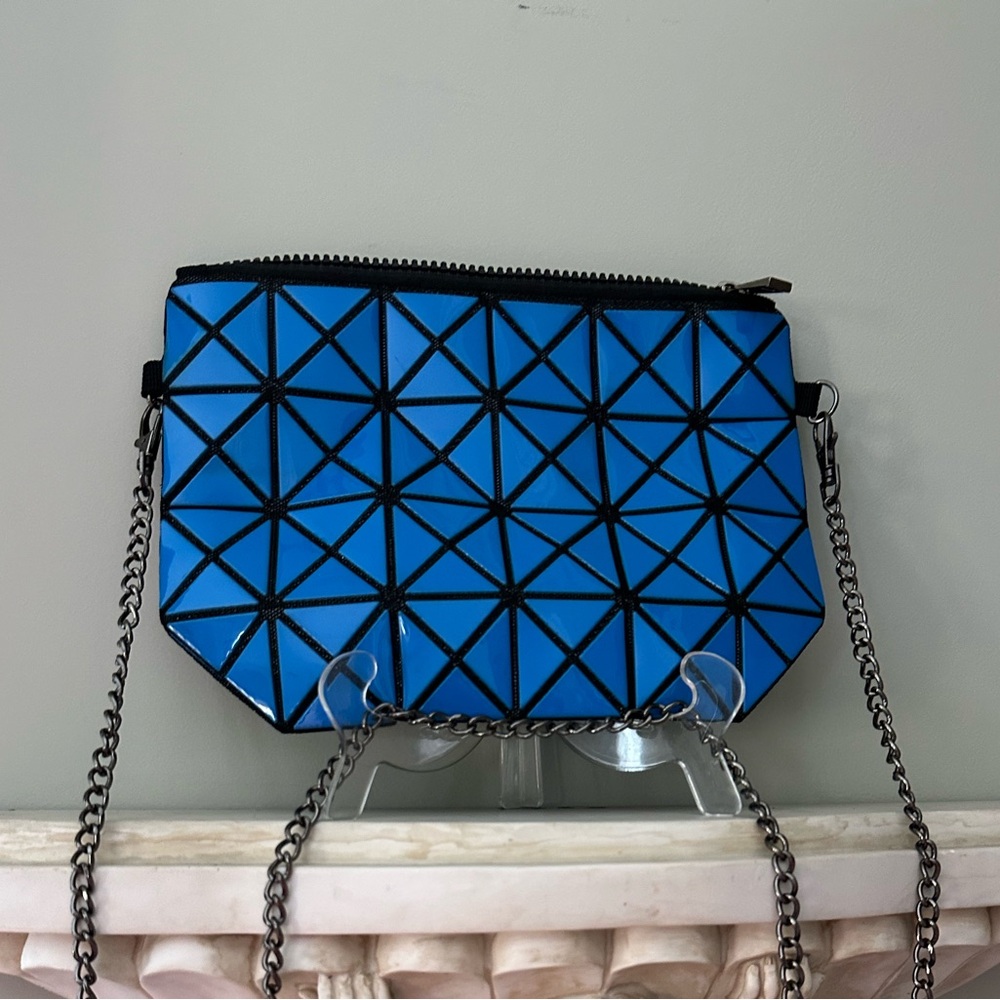 Electric Blue Geometric/Prism Pattern Crossbody B… - image 1
